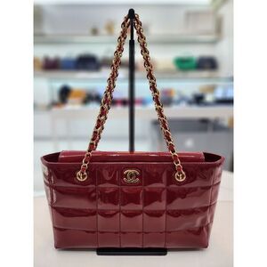 Patent Vintage Chocolate Bar Flap Gold Chain Cc Shoulder Bag